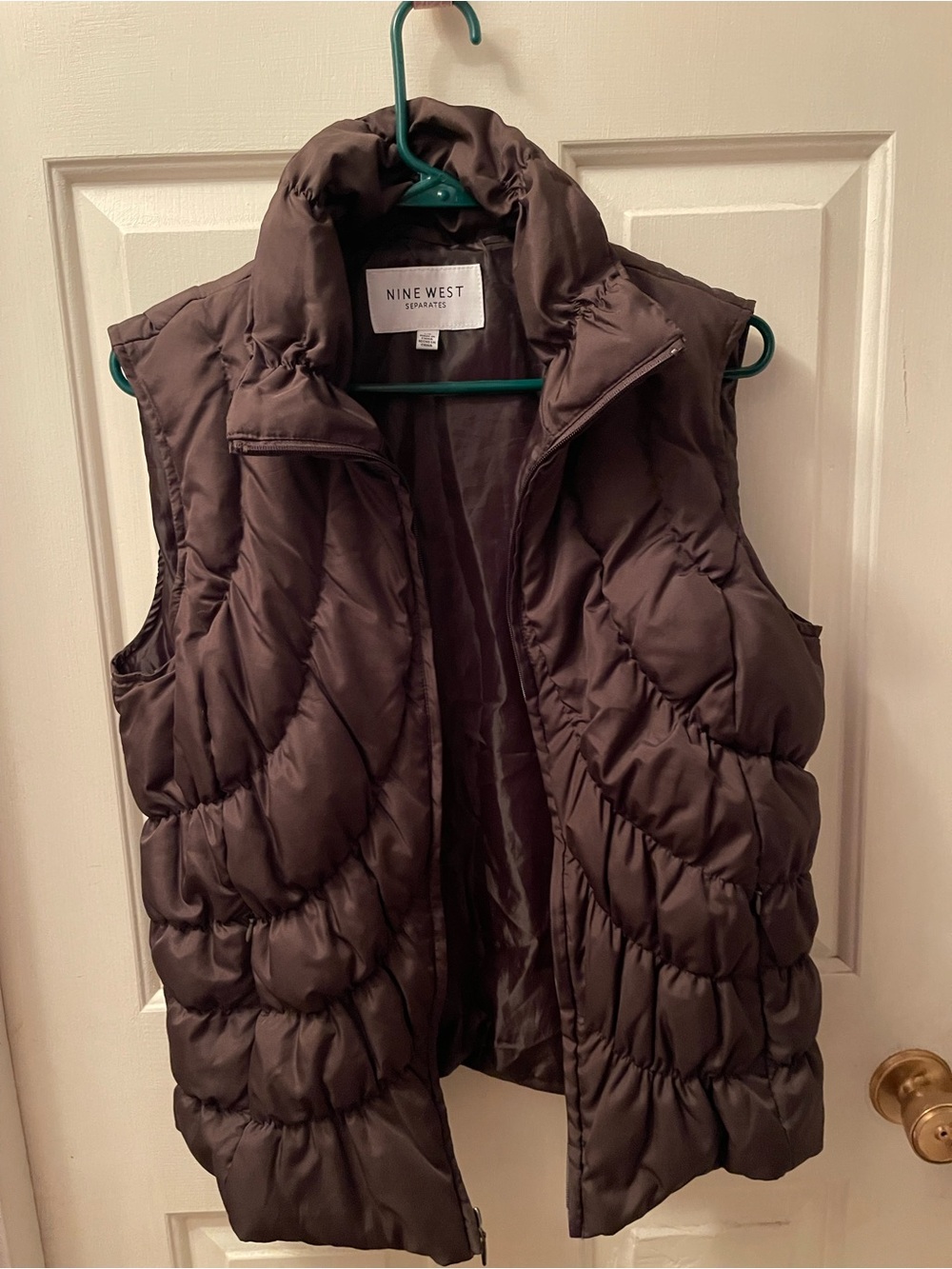 Nine West Women's Dark Brown Quilted Puffer Vest